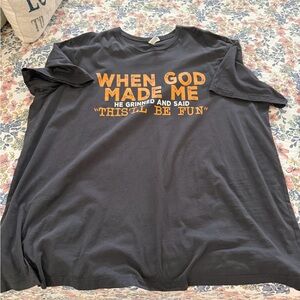 Gray Graphic Tee with Bold Orange Inspirational Slogan